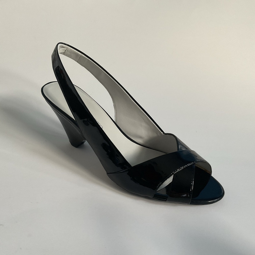 Franco Sarto Black Patent Leather Slingback Pumps Size 10